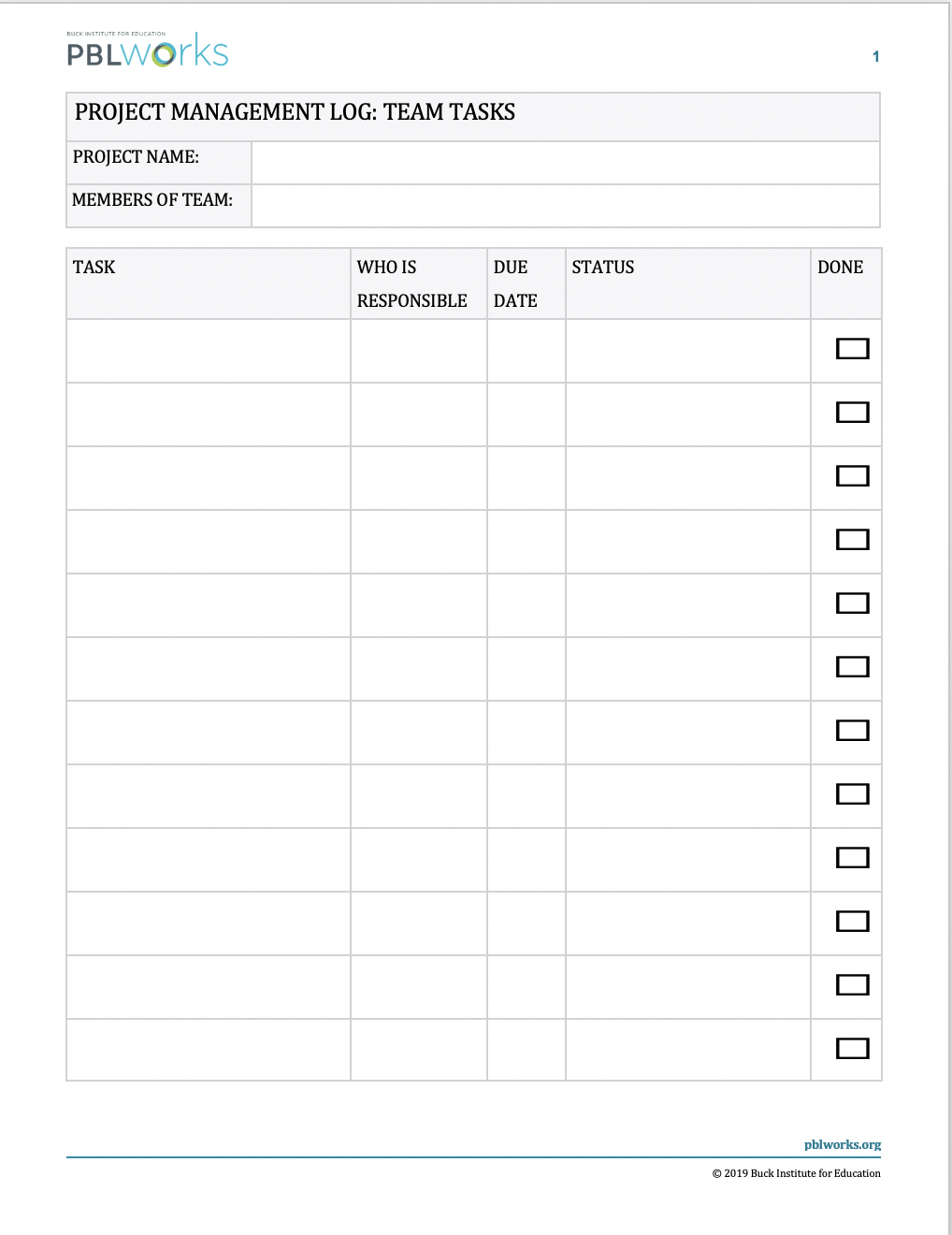 Project Management Team Tasks